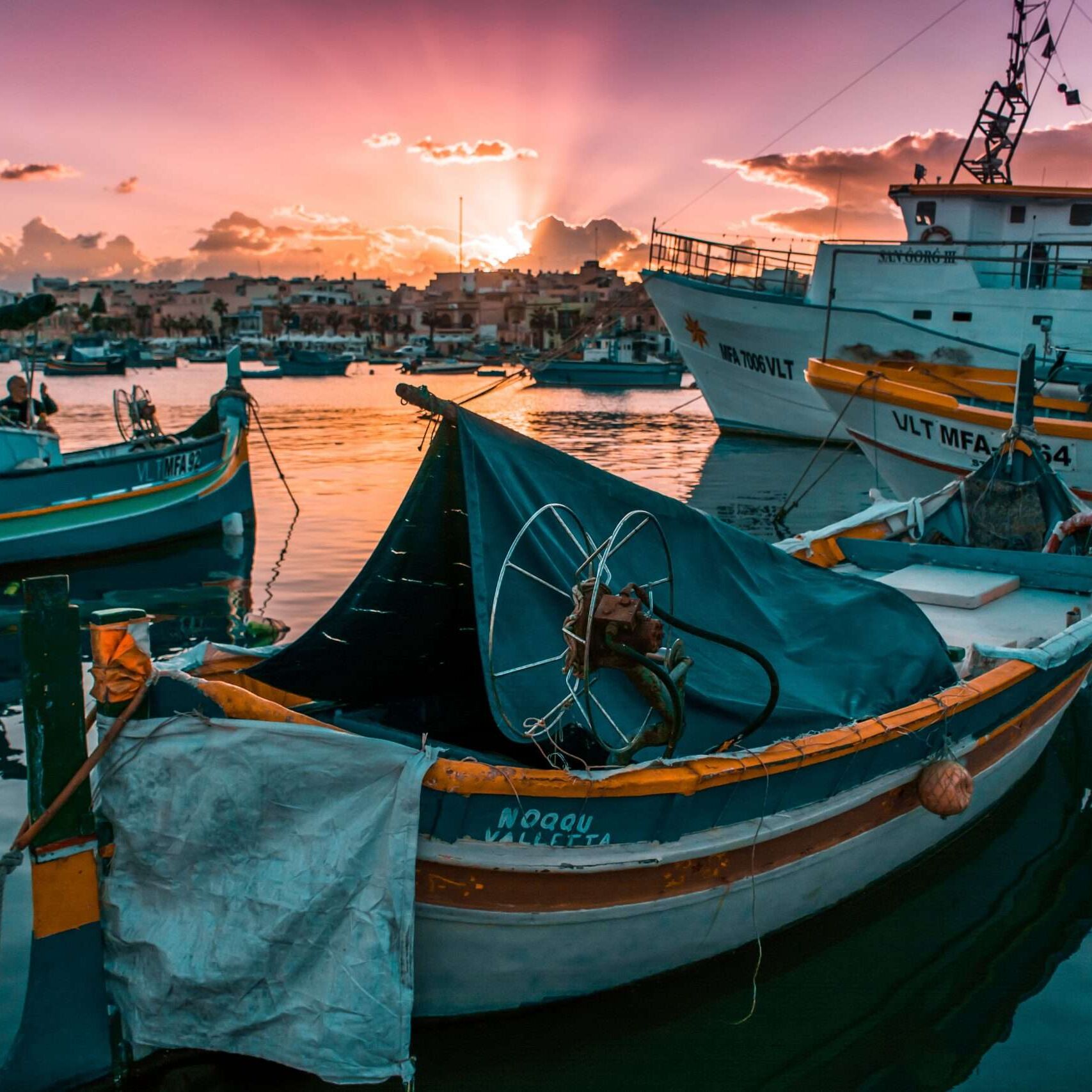 A boat in the harbor in Malta