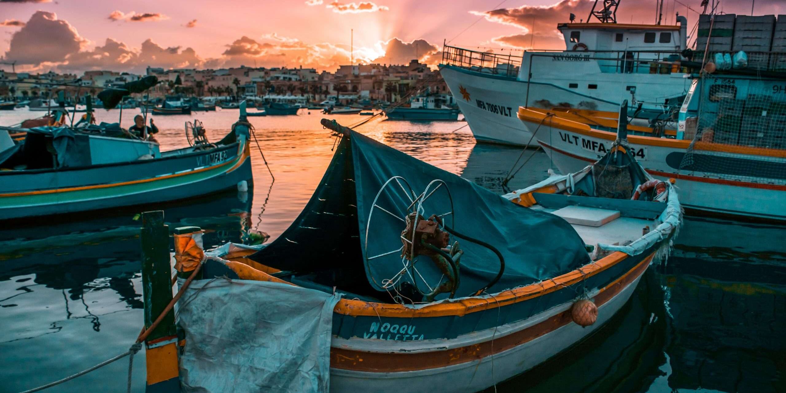A boat in the harbor in Malta