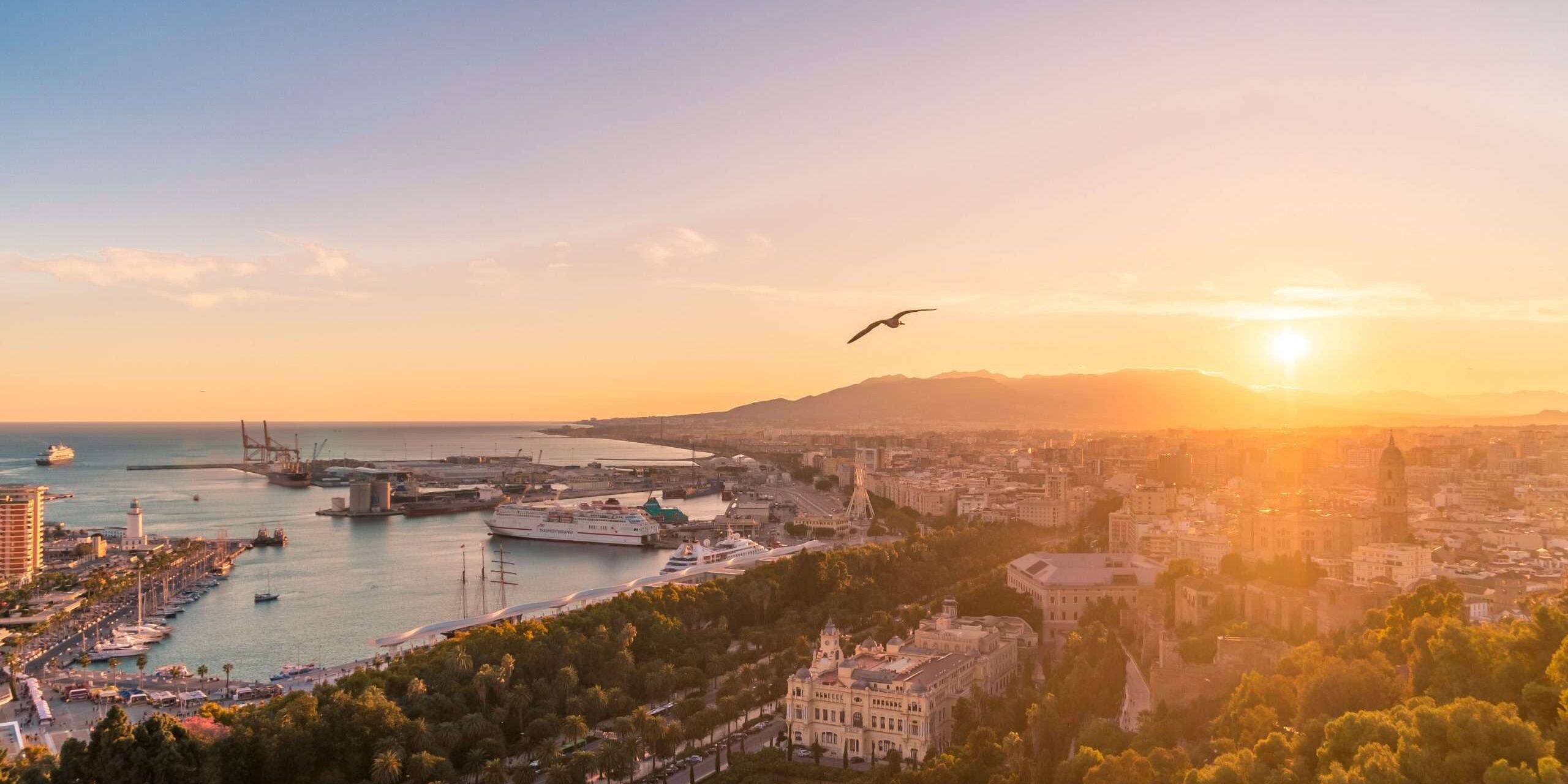 Spain landscape with sunset