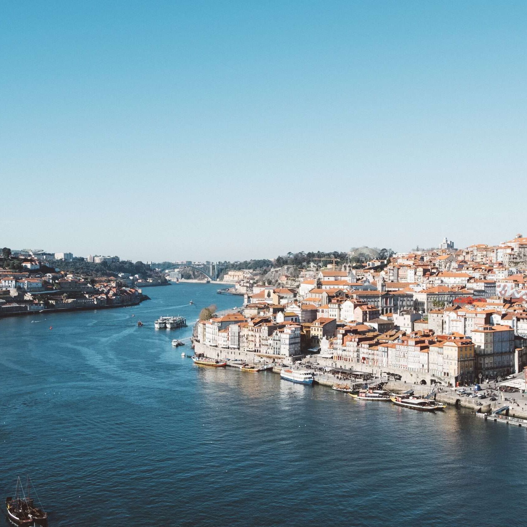 Portugal river and city landscape
