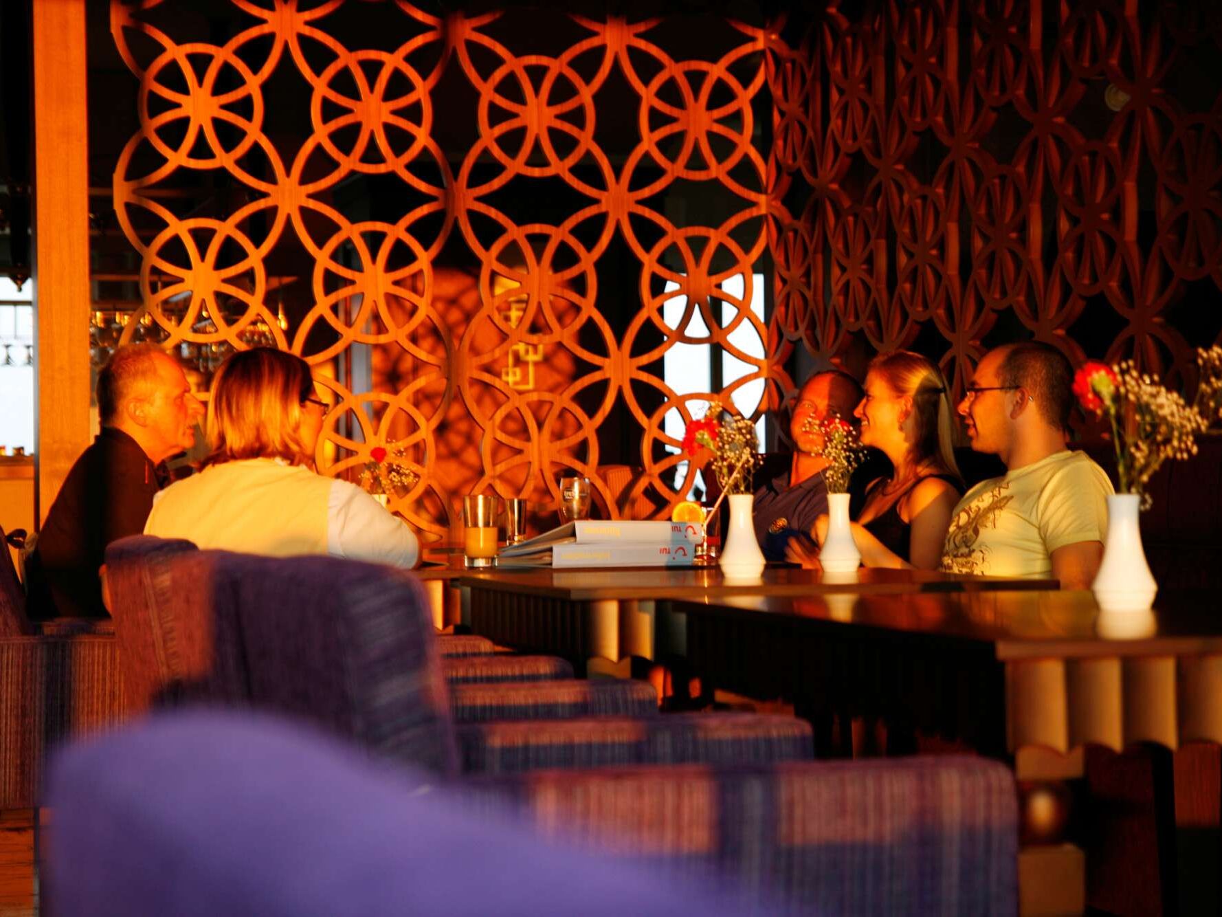 People enjoying drinks on holiday