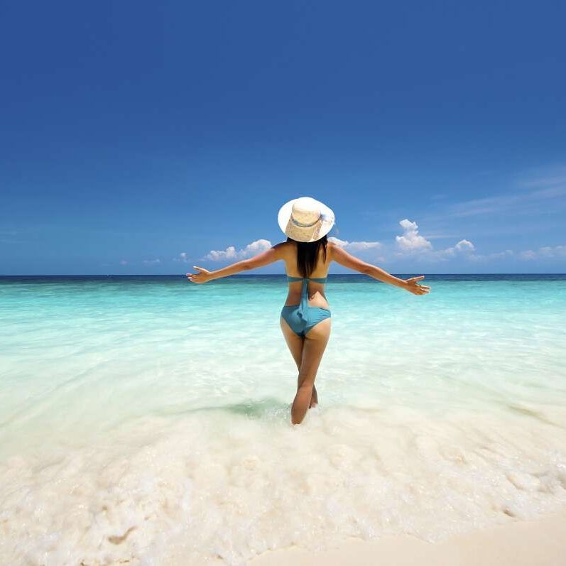 Woman on singles holiday