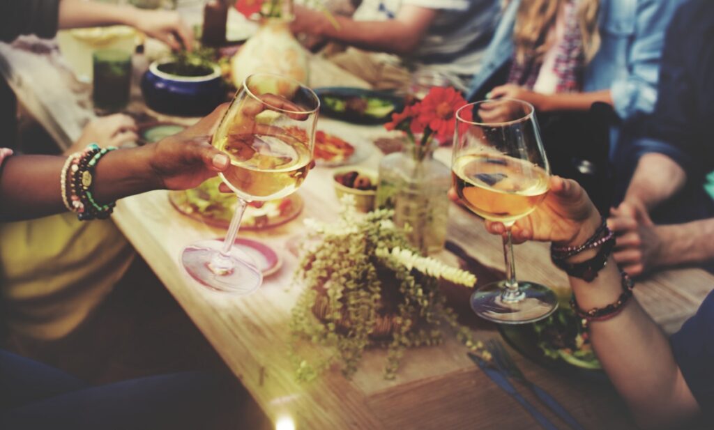 Dinner outside on holiday