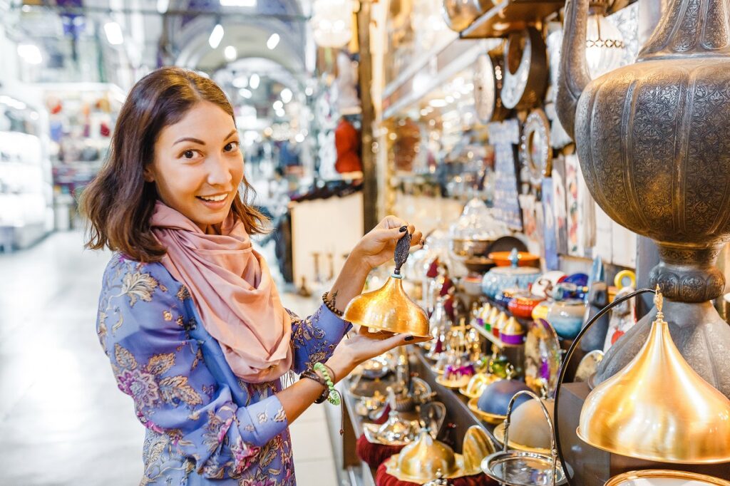 Woman shopping at Turkish market