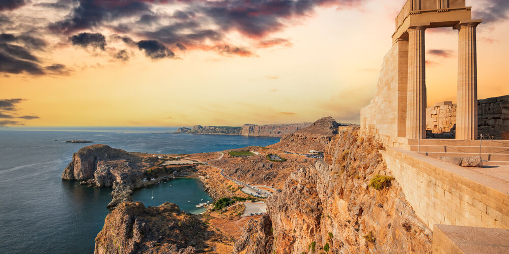 Ruins in Rhodes during sunset