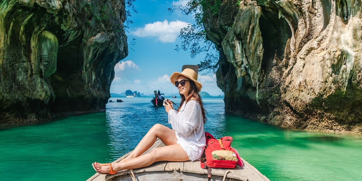 Woman on a boat in summer