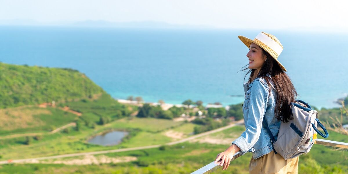 Solo traveller enjoying a view