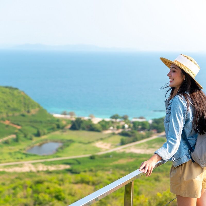 Solo traveller enjoying a view