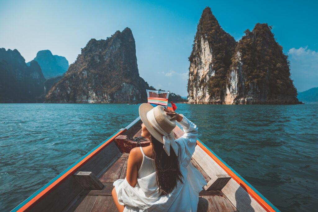 Woman enjoying a boat trip