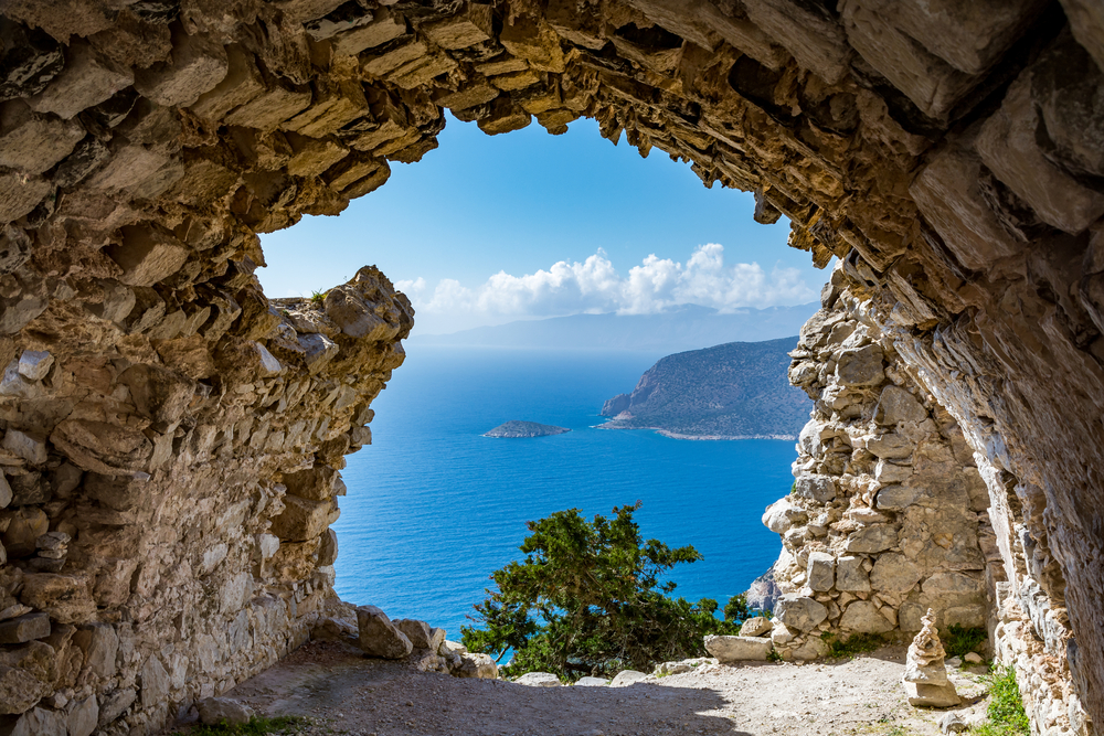 View from the ruins of a church in Monolithos castle, Rhodes